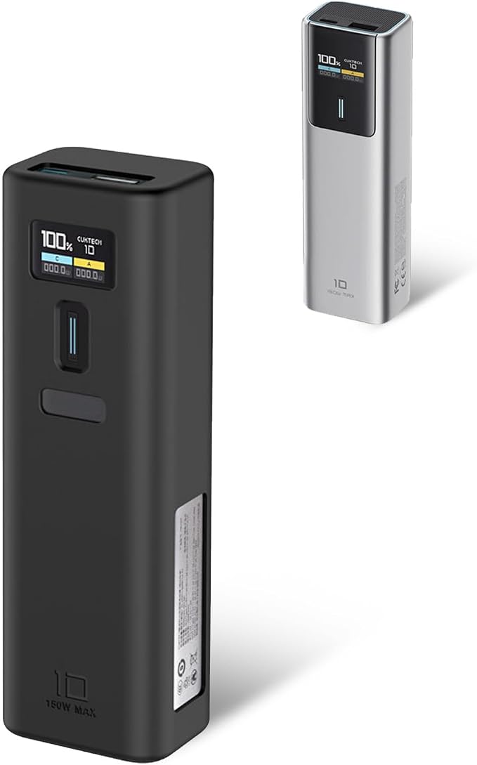 Silicone Protective Case Compatible with CUKTECH 10 Power Bank 10,000mAh 150W, Full-Body Protective Cover with Precise Cutouts, Shockproof & Scratch-Resistant Sleeve (Black)
