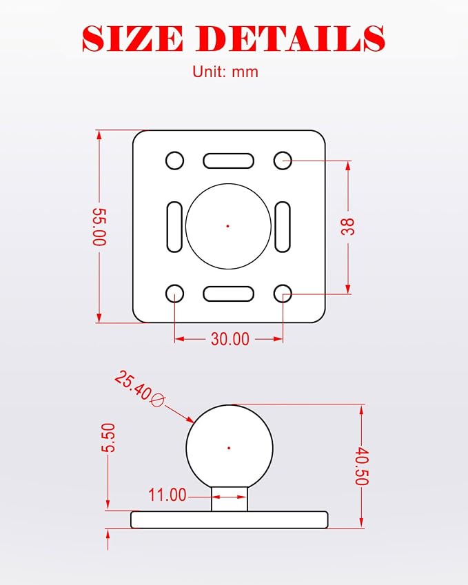 1" Ball Double Socket Arm with AMPS Ball Mount Base, Aluminum Alloy Universal Electronic Device Mount Ball (Circle Base)
