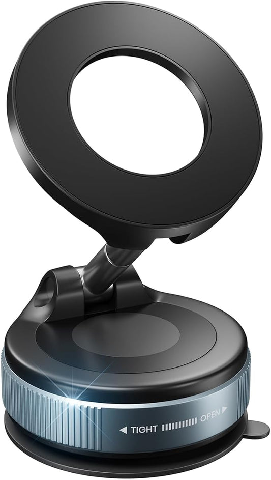 TREEFIA Upgraded 360° Vacuum Magnetic Phone Holder, Vacuum Suction Magnetic Phone Mount with Foldable Phone Holder for Car/Gym/Mirror/Smooth Surface, Suitable with All Smartphones (K007 Black)