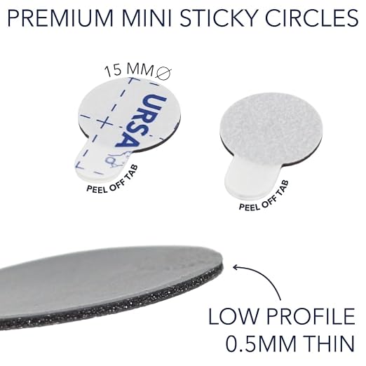 URSA Premium Mini Sticky Circles 60-Pack – 15mm Hypoallergenic Foam Adhesive Circles for Lavalier Mic Mounting, Low-Profile Stickies for URSA MiniMount & Most Lavalier Mics