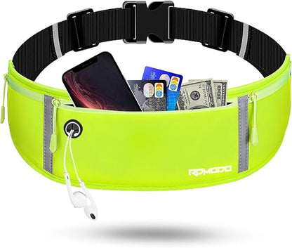 Running Belt for Women Running Fanny Pack, Flip Belt Waist Pack for Men Large Capacity Waterproof Bounce Free Runner Belt Phone Holder for Running iPhone Samsung Gym Cycling Outdoor Sport Green