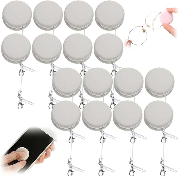 Yilia Macaron Phone Screen Cleaner, Cute Macaron Design Mobile Phone Screen Cleaner, Washable Dedusting Tool for Eyeglasses and Cell Phones (Khaki, 16pcs)
