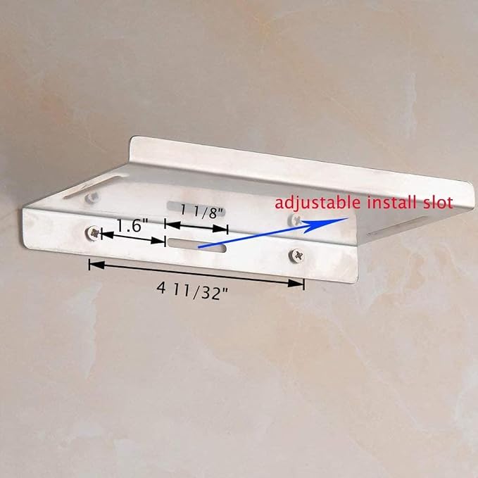 Bathroom Small Cell Phone Shelf Stainless Steel Anti-Slip Phone Holder Stand Wall Mounted for Small Speaker Smartphone Baby Wipes, Brushed