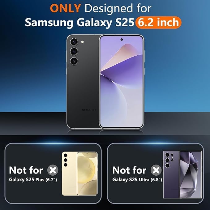 SPIDERCASE Designed for Samsung Galaxy S25 Case, [10 FT Military Grade Drop Protection], 2 Pack [Tempered Glass Screen Protector+Camera Lens Protector] Heavy Duty Shockproof Case,Frosted Clear