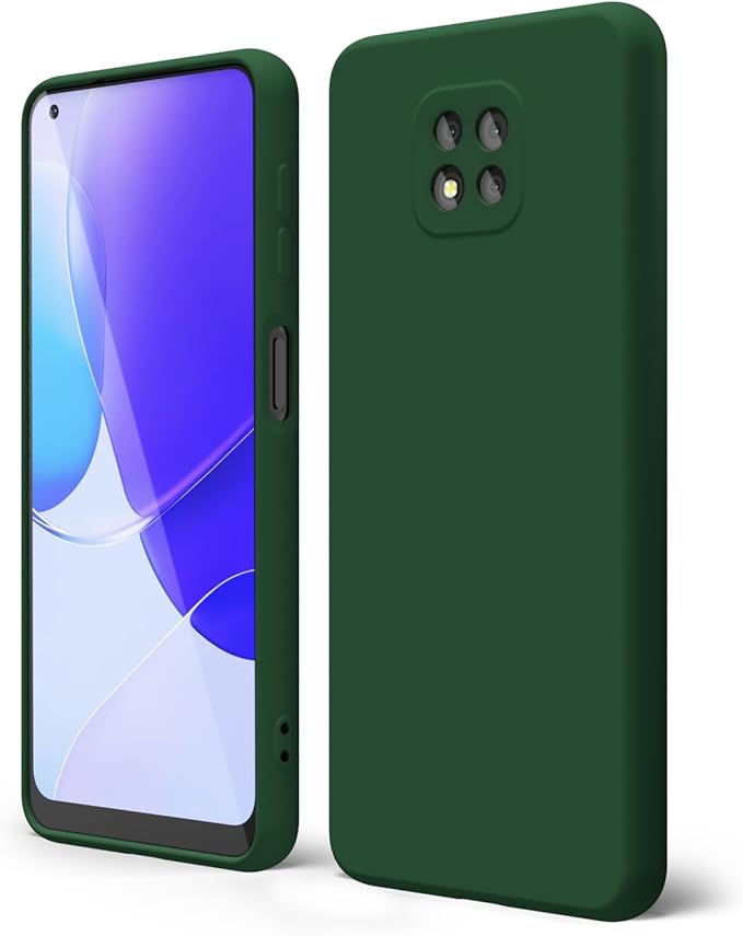 oakxco for Moto G Power 2021 Phone Case Liquid Silicone, Cute Thin Slim Soft Rubber TPU Plain Smooth Gel Cover for Women Girl, Matte Solid Protective & Shockproof,Dark Forest Green