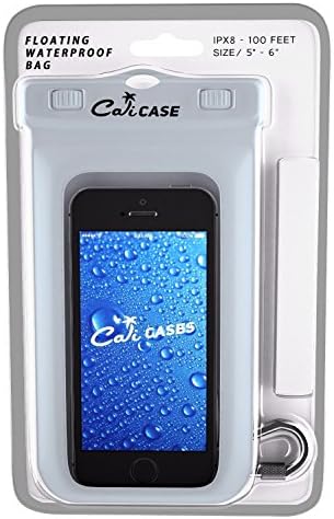 CaliCase Universal Waterproof Floating Phone Pouch - IPX8 Waterproof Floating Phone Case with Lanyard for iPhone X-15/ S20-S24/ Pixel 4-8 - White