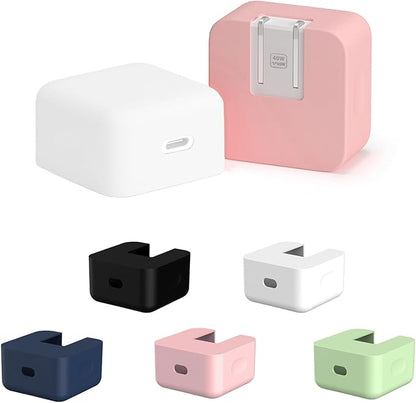 40W Soft Silicone Charger Sleeve Case Protective Cover for Apple 40W Power Adapter & 60W Max Charger, with iPhone 17/16/15, MacBook Air 13/13.6/15, Apple Watch Accessories. White