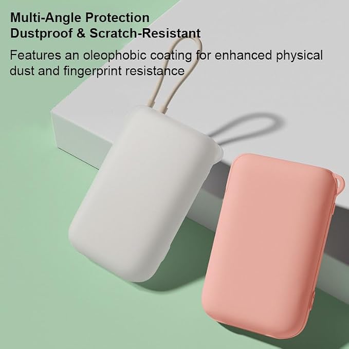 Shockproof Silicone Protective Cover Sleeve for Xiaomi 10000MAh P15ZM Power Bank Dustproof Anti-Scratch Drop-Resistant Damage-Proof Soft Skin-Friendly Case Shell Built-in Cable (Light Mint Green)