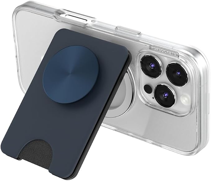 PopSockets Kick-Out Wallet for MagSafe, Adjustable Kickstand, Magnetic Stand, Navy Blue - Navy