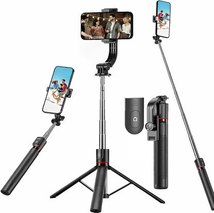 67" Detachable Phone Tripod Selfie Stick, Extendable Portable Cell Phone Stable Camera Easy Selfie Tripod Stand, with Wireless Remote, Ideal for Travel & Photos Recording/Video Vlogging, Big Tripod