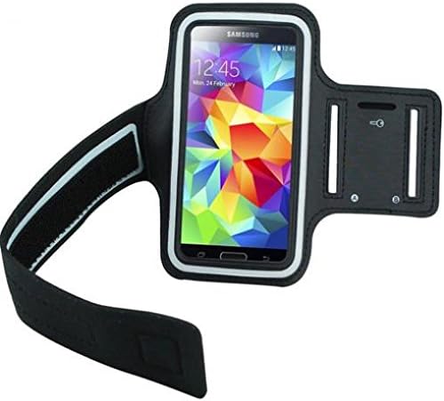 Samsung Galaxy J7 Perx Compatible Armband Sports Gym Workout Cover Case Running Exercise Arm Strap Band Neoprene Black