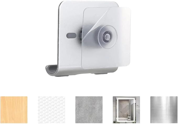 Large Wall Mount Phone Holder with Mirror, Extra Large Anti-Slip Panel, Strong Adhesive Phone Stand for Bathroom Kitchen Bedroom, Fits Phones & Tablets (4.72 x 4.13 inch)