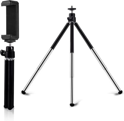 Mini Tripod for Webcam and Phone, 12.4 inch Metal Extendable Webcam Stand with Phone Holder, Small Tripod for Desk