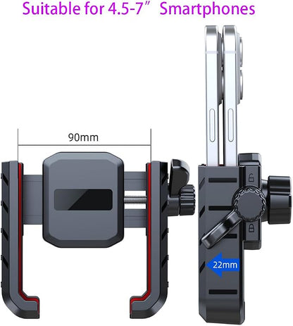 Bike Phone Holder Universal One-hand Operation Bicycle Motorcycle Mobile Phone Mount for iPone 17 16 15 14 13 12, 4.7-7" Smartphone Shockproof & Camera Friendly