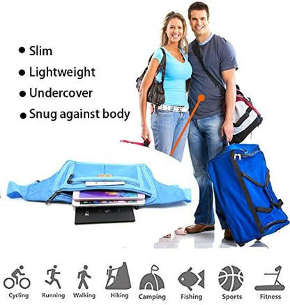 Naoki Outdoor Sports Running Jogging Cycling Hiking Camping Climbing Travel Ultra-thin Waterproof Polyester Waist Pack/Bag Runner Belt(Sky Blue)