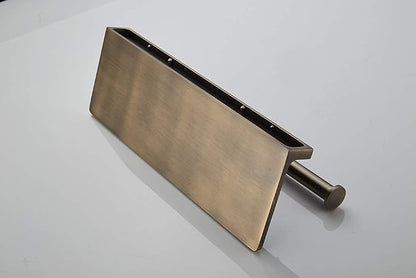 Toilet Paper Holder, Solid Brass Double Roll Toilet Paper Holder with Shelf | Extra-Large Storage for Phone, Glasses | Heavy-Duty for Modern & Commercial Bathrooms, Brushed Bronze Finish