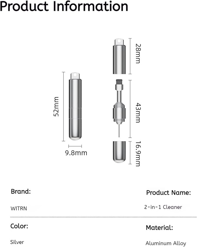Mobile Phone SIM Card Removal Tool, Earphone Cleaning Kit, Premium Keychain, Bluetooth Headset Cleaner (Silver, 1-Pack)