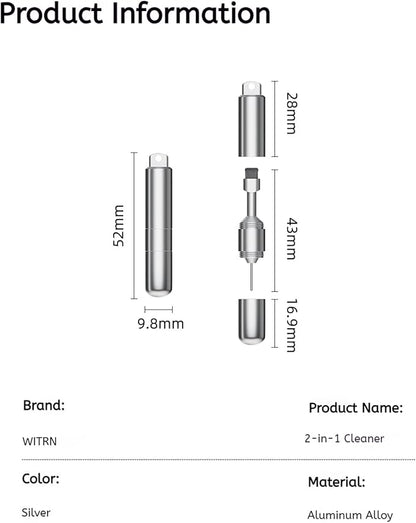 Mobile Phone SIM Card Removal Tool, Earphone Cleaning Kit, Premium Keychain, Bluetooth Headset Cleaner (Silver, 1-Pack)