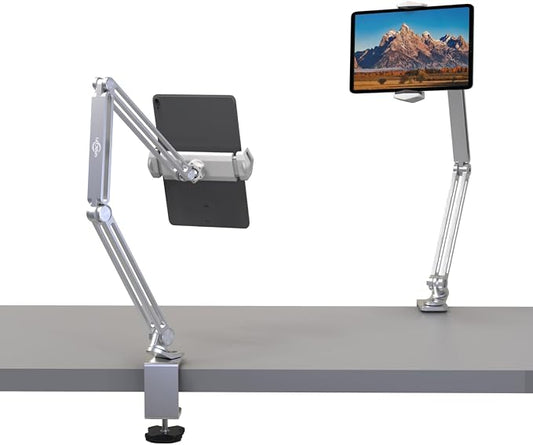 KABCON Tablet Stand-Holder Mount with Grip Extended Long Arm,Compatible with iPad Pro Mini Air,Galaxy Tabs,Microsoft Surface Pro Go,4-13''Cell Phones & Tablets for Table Bed Desk