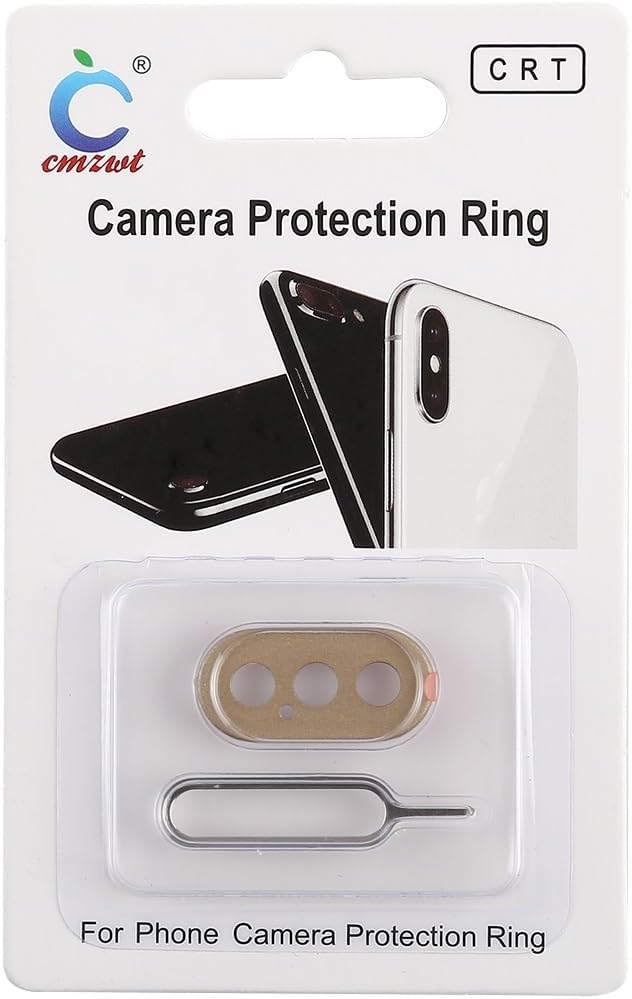 Compatible with iPhone Xs Max Rear Camera Lens Protection Ring Cover with Tray Eject Tool Needle (Gold)