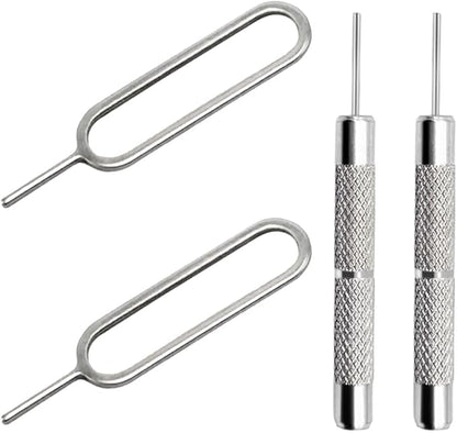 4 Pcs SIM Card Removal Openning Tool Tray Eject Pins Needle Opener Ejector Compatible with All iPhone Apple iPad HTC Samsung Galaxy Cell Phone Smartphone Watchchain Link Remover (Style A)