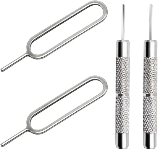4 Pcs SIM Card Removal Openning Tool Tray Eject Pins Needle Opener Ejector Compatible with All iPhone Apple iPad HTC Samsung Galaxy Cell Phone Smartphone Watchchain Link Remover (Style A)