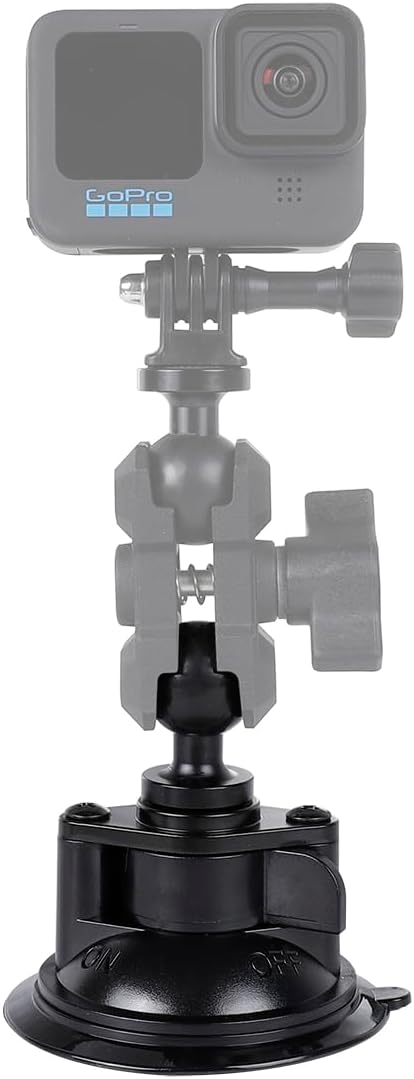 Suction Cup Base Mount with 25mm/1" Ball,Compatible with RAM Mounts and Other B Size Double Ball Socket Arm