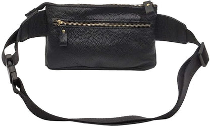 Vintage Leather Waist Bag Fanny Pack for Men Women Hip Bum Bag Belt Slim Cell Phone Purse Wallet Vintage Retro Crossbody Sling Pouch Black