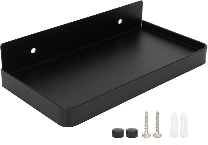 Bathroom Cell Phone Shelf, Stainless Steel Wall Mount Toilet Phone Holder Toilet Small Floating Wall Shelves, 7.3x3.5 in (Black)
