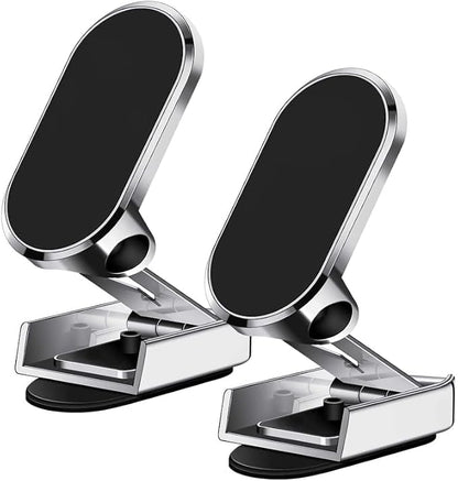 Magnetic Car Phone Holders - Foldable & Retractable Arms, N52 Magnets, 360° Rotation, Strong VHB Dashboard Adhesion, Universal Compatibility (2-Pack)