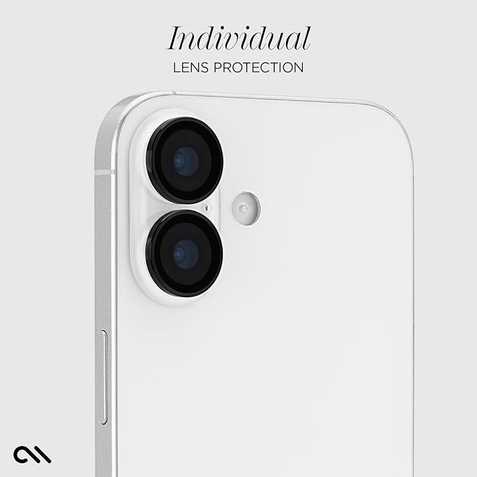 Case-Mate Camera Lens Protector with Aluminum Black Rings for iPhone 17 - Double Tempered Glass, Anti-Scratch - Ultra HD View with Night Shooting, Case Friendly, Easy Install