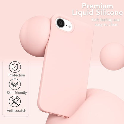 for iPhone 17e 16e Case Silicone Compatible with Magsafe Case, Ultra Slim Thin Magnetic Phone Cases Mag Safe, Cute Soft Rubber Gel TPU Matte Plain Wireless Charging Cover for Women, Light Pink