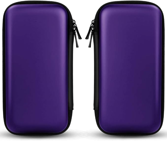 iMangoo Travel Essential Electronics Organizer Pouch Charger Case, Shockproof Dual Zipper Power Bank Cables Tech Accessories Purse, Men & Women Travel Must Have Storage Bag, 6.5x3.2x1 inch Purple