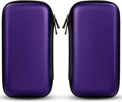 iMangoo Travel Essential Electronics Organizer Pouch Charger Case, Shockproof Dual Zipper Power Bank Cables Tech Accessories Purse, Men & Women Travel Must Have Storage Bag, 6.5x3.2x1 inch Purple