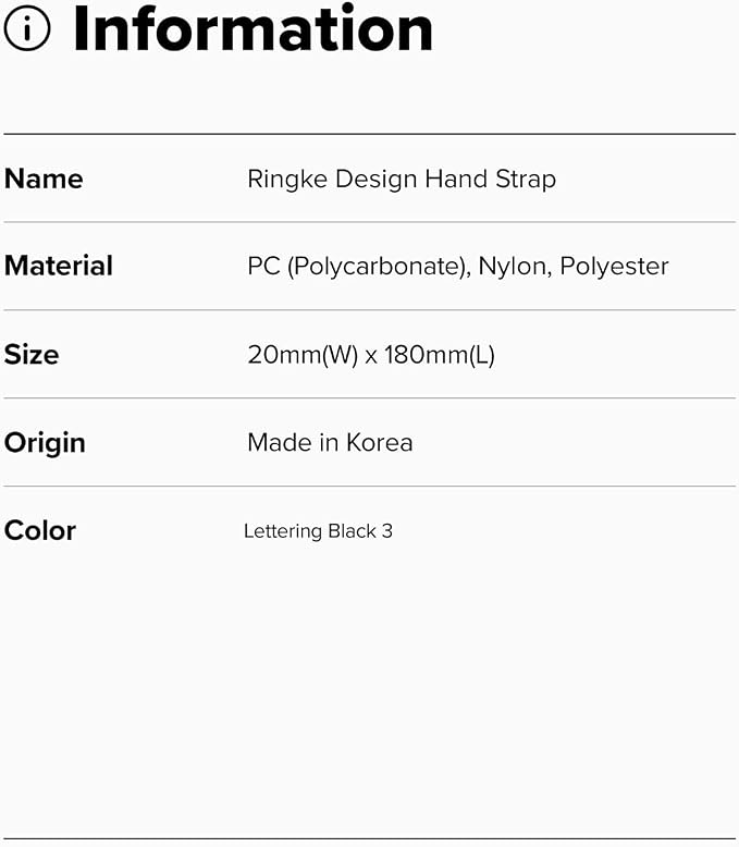 Ringke Hand Strap [Phone Wrist Strap] Designed for Camera Strap and Phone Strap, Adjustable Sturdy Universal Lanyard Compatible with Camera and Phone Case - Lettering Black 3