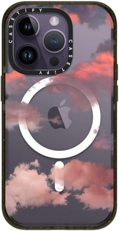 CASETiFY Impact iPhone 14 Pro Case [4X Military Grade Drop Tested / 8.2ft Drop Protection/Compatible with Magsafe] - Clouds - Glossy Black