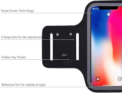 Stayfit Active Cell Phone Fashion Armband for iPhone 8, 7, 7S, 6, 6S, SE, 5 and Samsung Galaxy S9, S8, S7, S6 Phones (Charcoal/Grey, Regular)