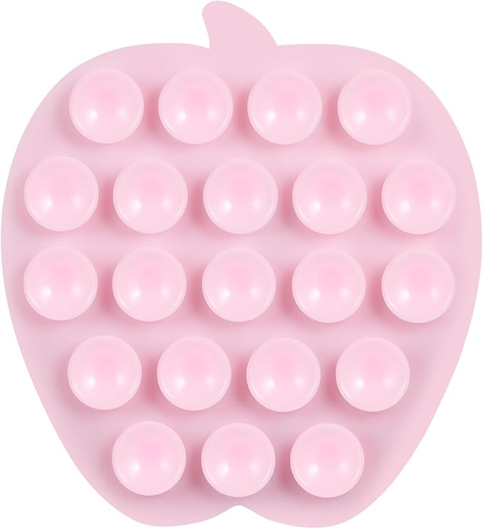 Cieo Suction Cup Phone Mount, Phone Accessories Hands-Free Strong Grip Holder for Selfies and Videos, Sticky Grip Mirror Shower Phone Holder(Apple Shaped, Light Pink)