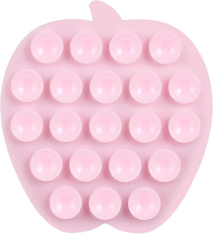 Cieo Suction Cup Phone Mount, Phone Accessories Hands-Free Strong Grip Holder for Selfies and Videos, Sticky Grip Mirror Shower Phone Holder(Apple Shaped, Light Pink)