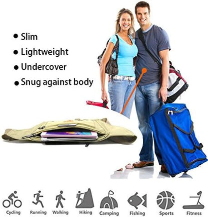 Naoki Outdoor Sports Running Jogging Cycling Hiking Camping Climbing Travel Ultra-thin Waterproof Polyester Waist Pack/Bag Runner Belt(Khaki)