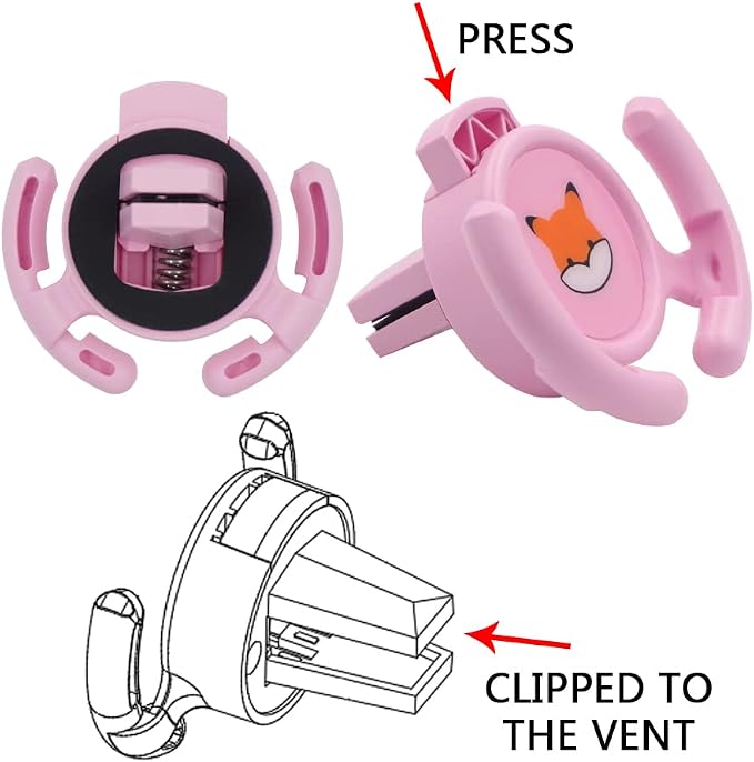 Car Vent Mount Holder 2 Pack - Compatible with Popsocket - Car Mount Made for Pop Socket Grips Collapsible Phone Holder for Pop Mount with Secure AC Vent Clip, Horizontal Air Vent ONLY (Pink)