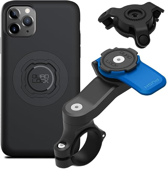 Quad Lock Motorcycle Handlebar Mount Kit with Vibration Dampener and MAG Phone Case for iPhone 11 Pro Max