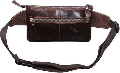 KPYWZER Vintage Leather Waist Bag Fanny Pack for Men Women Hip Bum Bag with Adjustable Strap for Outdoors Workout Traveling Casual Running Hiking Cycling Brown