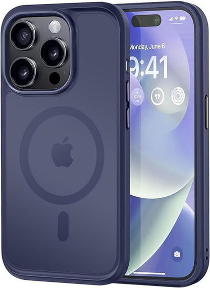 MOCCA Strong Magnetic for iPhone 14 Pro Case, [Compatible with Magsafe][13FT Military Drop Protection] Slim Translucent Matte Shockproof Case for iPhone 14 Pro Phone Case 6.1'', Deep Blue