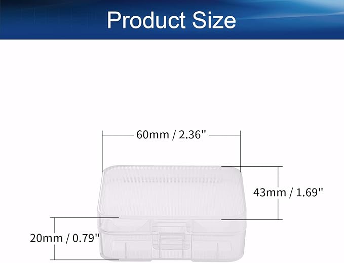 Heyiarbeit Battery Storage Case Holder Box for 2 18500 Batteries, Clear Color (1 Pack)