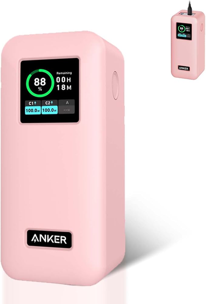 Silicone Case for Anker Prime Power Bank 20,000mAh 200W,Full-Body Protective Cover for Anker Prime Power Bank,Drop-Proof,Scratch-Proof,Shock-Proof,Pink