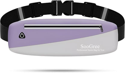 SooGree Slim Fanny Packs for Women Men,Waterproof Waist Pack with Reflective Strip Adjustable Strap,Running Belt for Sports Workout Cycling Hiking, Casual Hands-Free Wallets Phone Bag