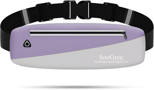SooGree Slim Fanny Packs for Women Men,Waterproof Waist Pack with Reflective Strip Adjustable Strap,Running Belt for Sports Workout Cycling Hiking, Casual Hands-Free Wallets Phone Bag