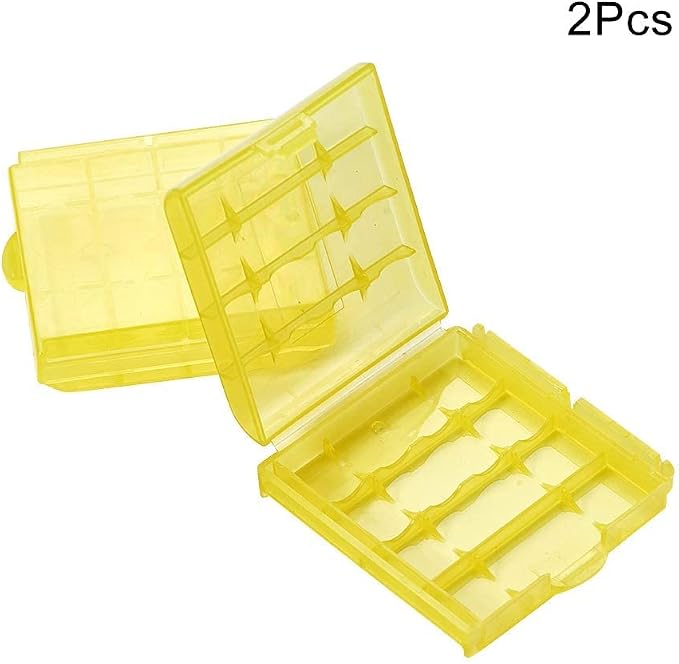Heyiarbeit Battery Storage Case Holder Box for 4 AA Batteries or 5 AAA Batteries, Yellow Color (2 Pack)