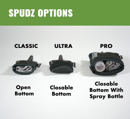 Microfiber Cloth Premium Screen Cleaner - SPUDZ 6x6 Black with Closable Bottom for Glasses, Camera Lens, Electronics, Phone, TV, Tablet